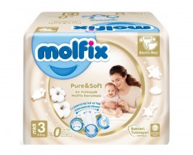 Molfix Pure & Soft Bebek Bezi 3 Beden Midi 4-9 Kg 64Lü Süper Fırsat Paketi Molfix Pure & Soft Bebek Bezi 3 Beden Midi 4-9 Kg 64Lü Süper Fırsat Paketi