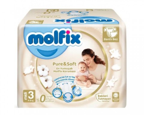 Molfix Pure & Soft Bebek Bezi 3 Beden Midi 4-9 Kg 64Lü Süper Fırsat Paketi Molfix Pure & Soft Bebek Bezi 3 Beden Midi 4-9 Kg 64Lü Süper Fırsat Paketi