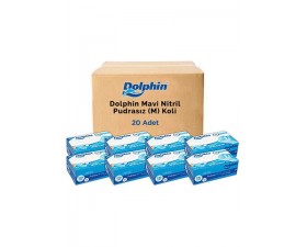 Dolphin Mavi Nitril Eldiven Pudrasız M 100 Adet x 20 Paket - Koli