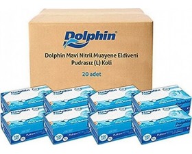 Dolphin Mavi Nitril Eldiven Pudrasız L Boy - 100 Adet x 20 Paket (Koli)