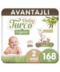 Baby Turco Doğadan Avantajlı Bebek Bezi 2 Numara Mini 168 Adet