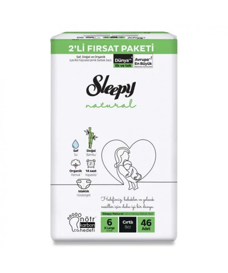 Sleepy Bebek Bezi Bio Natural 3 Numara Midi 42Li Fırsat Paket