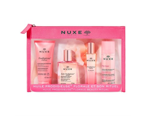 Nuxe Prodigieuse Florale Beauty Ritual Seyahat Kiti Duş Jeli Kuru Yağ Parfüm Multi Correction Krem Nuxe Prodigieuse Florale Beauty Ritual Seyahat Kiti Duş Jeli Kuru Yağ Parfüm Multi Correction Krem