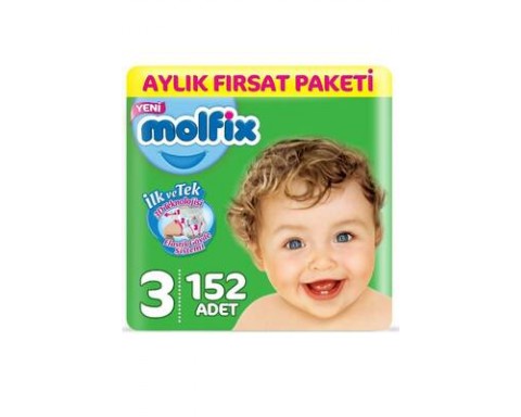 Molfix Bebek Bezi 3 Beden Avantaj Paketi 152 Adet
