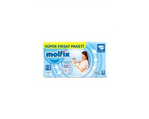 Molfix Bebek Bezi 3 Beden Ultra Fırsat Paketi 112 li Paket Molfix Bebek Bezi 3 Beden Ultra Fırsat Paketi 112 li Paket