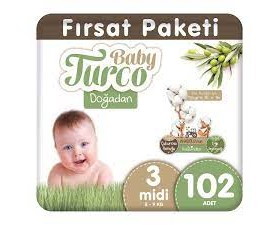Baby Turco Doğadan 3 Numara Midi 102 Adet Baby Turco Doğadan 3 Numara Midi 102 Adet