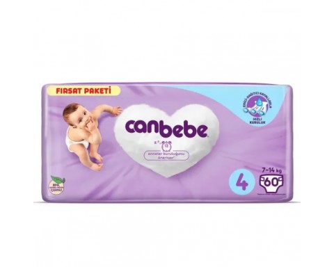 Canbebe Bebek Bezi 4 Beden Maxi 7-14 Kg 52Li Fırsat Paketi