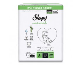 Sleepy Bebek Bezi Natural 4 Beden Maxi 7-14 Kg 82Li Fırsat Paket