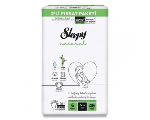 Sleepy Bebek Bezi Natural 6 Beden Xlarge 15 25 Kg 46 lı Fırsat Paket