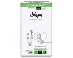 Sleepy Bebek Bezi Natural 7 Beden Xxl 20-30 Kg 40Lı Fırsat Paket