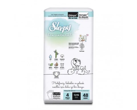 Sleepy Bebek Bezi Bio Natural 4 Numara Maxi 48Li Jumbo Paket