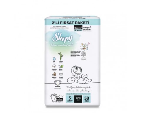 Sleepy Bebek Bezi Bio Natural 5 Numara Junior 58Li Fırsat Paket