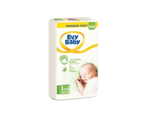 Evy Baby 1 Numara Yenidoğan Ekonomik Paket Bebek Bezi 40 Adet Evy Baby 1 Numara Yenidoğan Ekonomik Paket Bebek Bezi 40 Adet