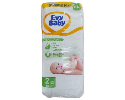 Evy Baby 2 Numara Eko Bebek Bezi Mini 38'li Paket