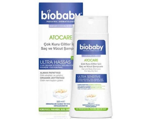 Biobaby Kuru ve Çok Kuru Ciltler İçin Saç ve Vücut Şampuanı 300 ml Biobaby Kuru ve Çok Kuru Ciltler İçin Saç ve Vücut Şampuanı 300 ml
