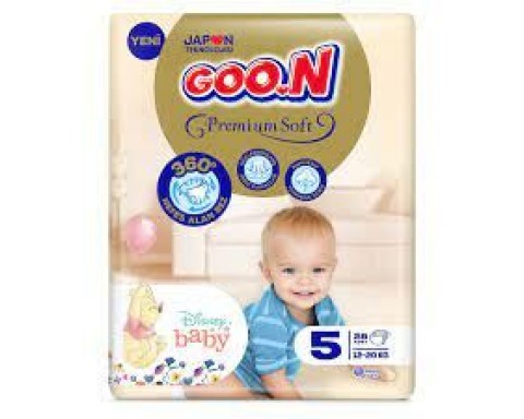 Goon Bebek Bezi Premium Soft 5 Beden Jumbo Paket 28 Adet 12-20 kg