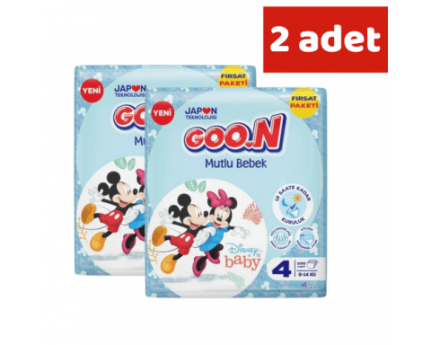 Goon Mutlu Bebek Bebek Bezi 4 Beden 9 ve 14 Kg 100 Lü Aylık Fırsat Paket Goon Mutlu Bebek Bebek Bezi 4 Beden 9 ve 14 Kg 100 Lü Aylık Fırsat Paket