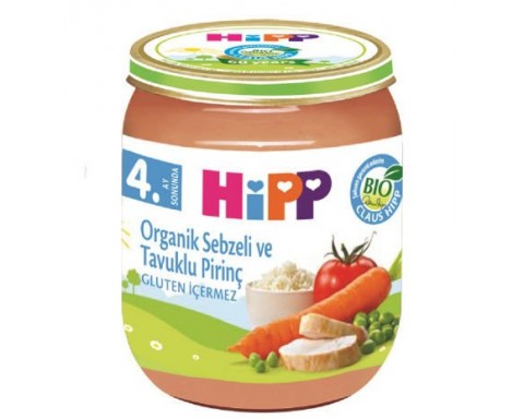 Hipp Organik Pirinçli ve Tavuklu Sebze Kavanoz Maması 125 gr