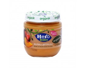 Hero Baby Organik Elma Şeftali Püreli Kavanoz Mama 120 G