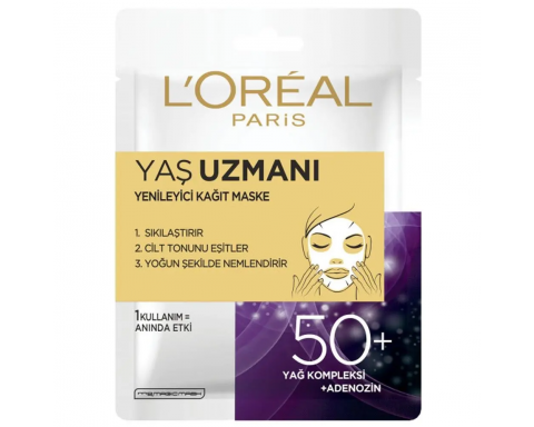 L'Oréal Paris Yaş Uzmanı 50 Yenileyici Kağıt Maske L'Oréal Paris Yaş Uzmanı 50 Yenileyici Kağıt Maske