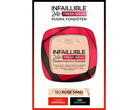 Loreal Paris Infaillible 24H Fresh Wear Pudra Fondöten 180 Rose Sand